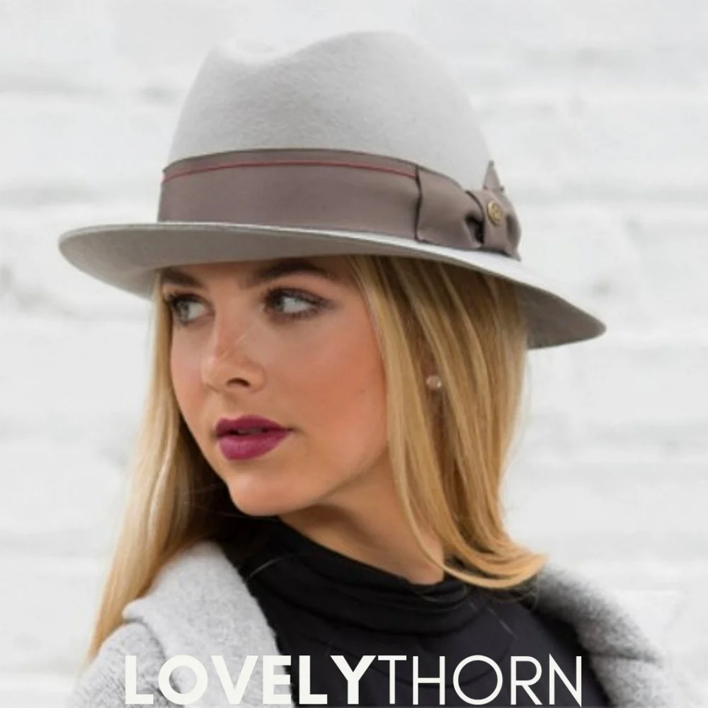 GOORIN BROS // ltd ed bourbon rocks grey-bone fedora-cloche grosgrain ribbon
